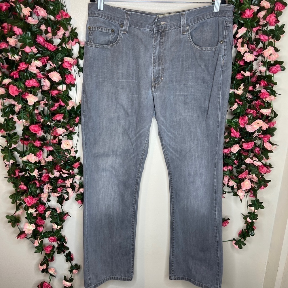 American Rag Gray Wash Straight Leg Denim Jeans Mens Casual Stretch 36x30